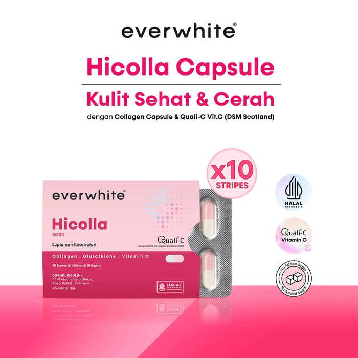 Gambar Everwhite Hicolla Capsule (1 Box isi 10 Strips) Minuman Kolagen Pencerah Kulit - Collagen Drink - 1 Box dari Everwhite.id undefined Tokopedia
