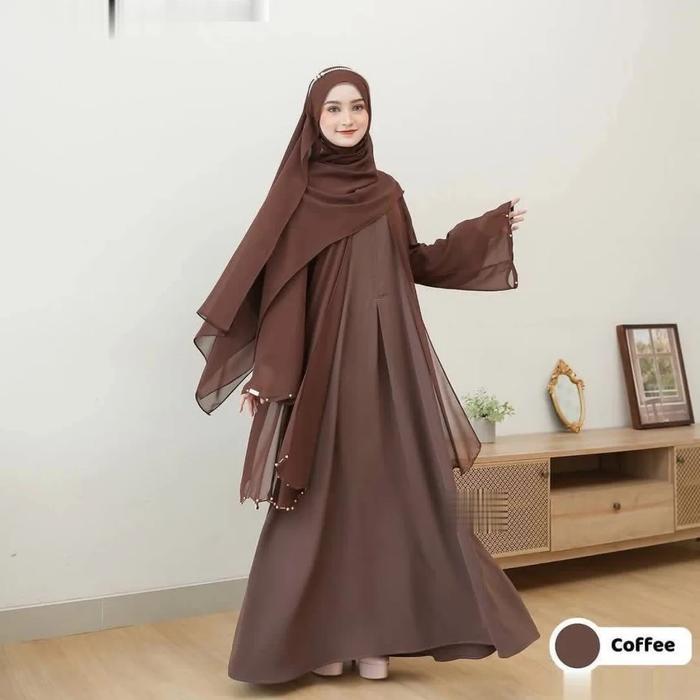 Gambar Abaya Luna Set Hijab Bahan Ceruty Abaya Coklat Mahogany Mesir Gamis Maryam 2025 Model Baru Wanita Muslim Dewasa Dress Mewah Syari - Mahogany, L dari ziffa.store undefined Tokopedia