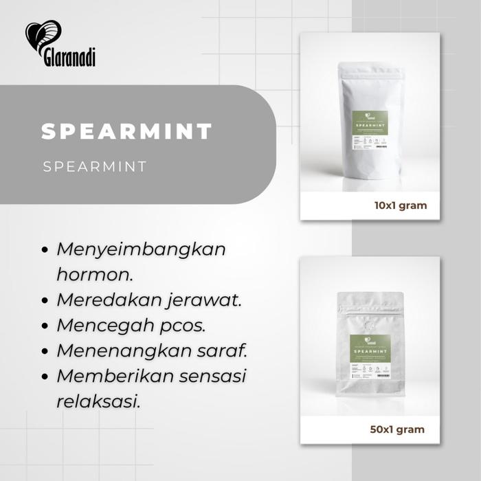 Gambar GLARANADI - Teh Bunga Celup Siap Seduh All Variant (Chamomile Telang Peppermint Spearmint Lavender Rose) 10 Kantong Celup - Spearmint, 10 x 1 gram dari Glaranadi undefined Tokopedia