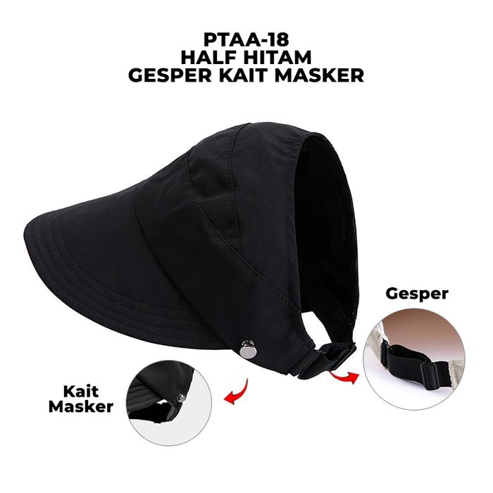 Gambar Yarra Topi Kait Masker Half Pantai Wanita Korea Bucket Half Pelindung Anti UV Visor Fashion Casual Cap Kekinian Abu Aksesoris Hat Outfit Hitam - HITAM - HALF GESPER KAIT MASKER dari YARRA STORE undefined Tokopedia