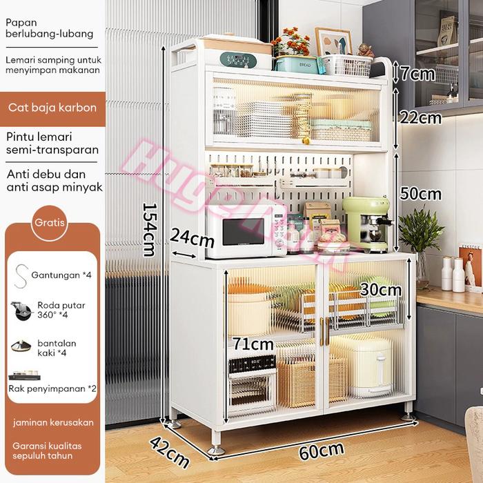 Gambar mmmRak Dapur Lemari Piring Multi-Layer Lemari Dapur Berdiri di Lantai dengan Rak Penyimpanan Kabinet Pintu Rak Oven Microwave lemari 5 susun jumbo renee isi mainan Rack Gagang - Putih60 Lebar+Pintu dari MAMAMI MALL Kab. Tangerang Tokopedia