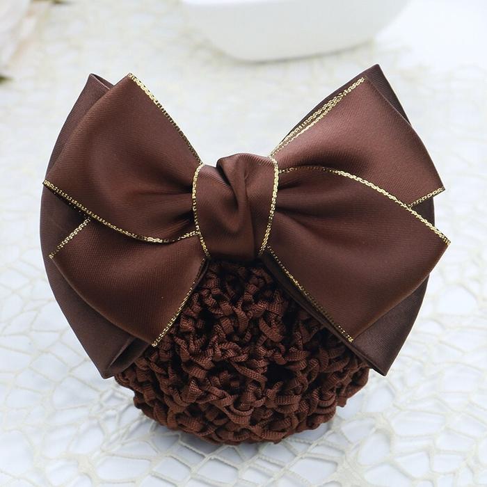 Gambar Jepit Hairnet Pita - Cepol Sanggul Pramugari Hairnet Tebal Tipe 2 - NetGliterCoklat dari DHIRE undefined Tokopedia