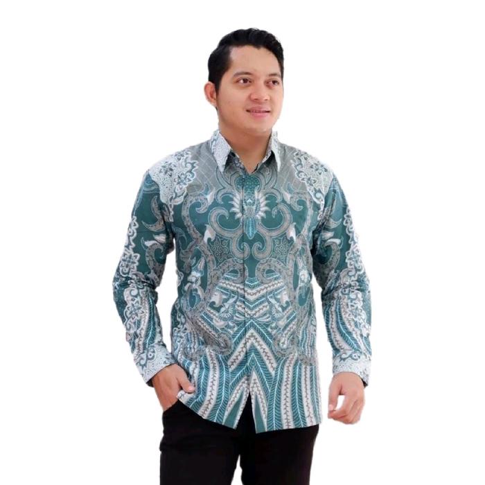 Gambar BAJU BATIK Pria PREMIUM Lengan Panjang Kemeja Batik Pria Katun Original Furing Atasan Hem Batik Formal Keren - H, M dari Batik Solo Berkah undefined 5 Tokopedia