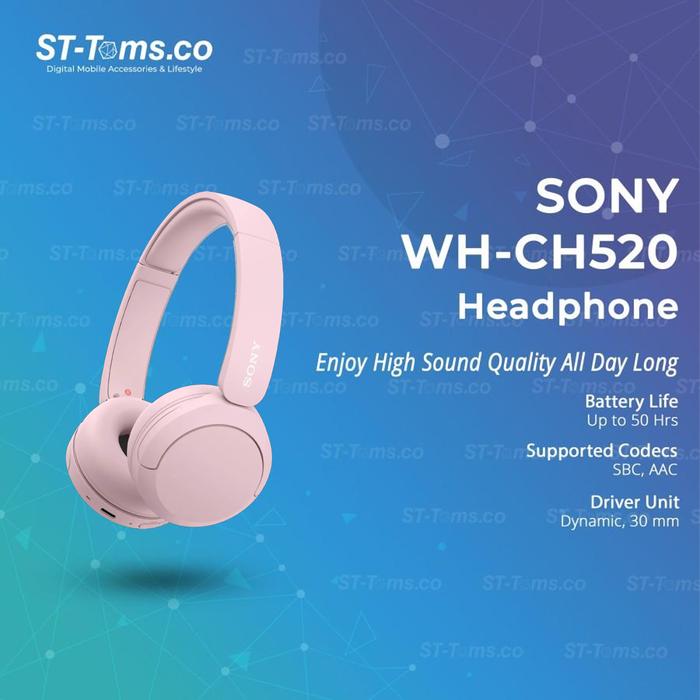 Sony WH-CH520 WHCH520 CH 520 Wireless On-Ear Bluetooth Headphones Pink
