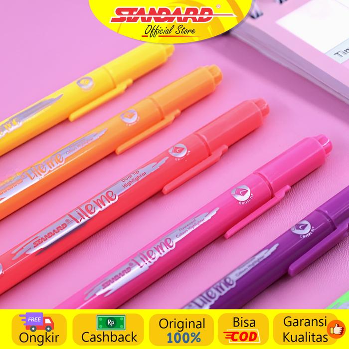 Gambar Standard - Lite Me Dual Tip Isi 6 Pcs ( Highlighter / Text Marker / Penanda Warna ) dari Standardpen Official undefined Tokopedia
