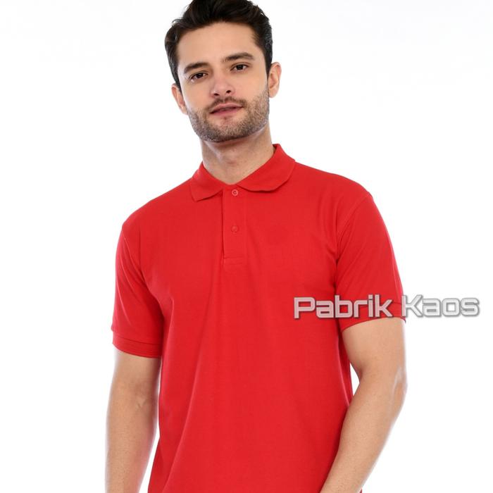 Gambar Kaos Polo Seragam Merah / Kaos Kerah / Poloshirt / Polo Shirt Pendek Bordir Sablon Logo Cewek Cowok Muda - Merah, S dari Pabrik Kaos undefined Tokopedia