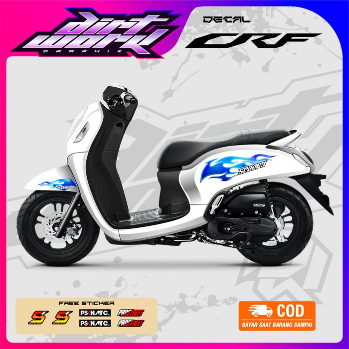Gambar STICKER STRIPING SCOOPY ALL TYPE VARIASI HOLOGRAM DOFF GLOSSY API BY DIRTWORK - PUTIH-BIRU, VINYL DOFF dari DIRTWORK.graphix undefined Tokopedia