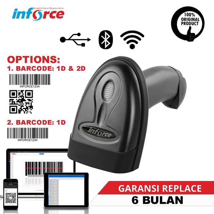 Gambar INFORCE WIRELESS BLUETOOTH USB BARCODE SCANNER T88 E-FAKTUR 1D/2D - 1D & 2D dari Inforce Indonesia undefined Tokopedia