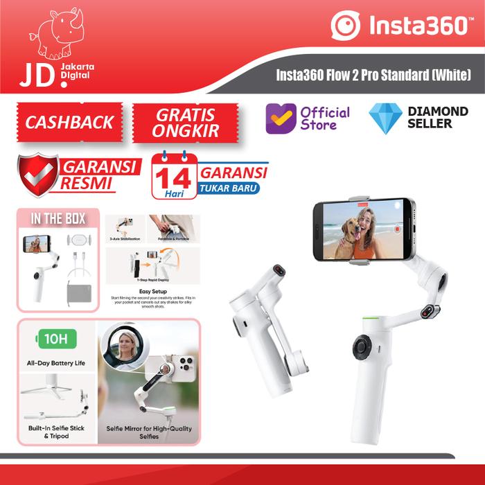 Gambar Insta360 Flow 2 Pro Creator Kit Smartphone Gimbal Stabilizer - Insta 360 Flow 2 Pro - STANDARD WHITE dari Jakarta Digital 8 undefined Tokopedia