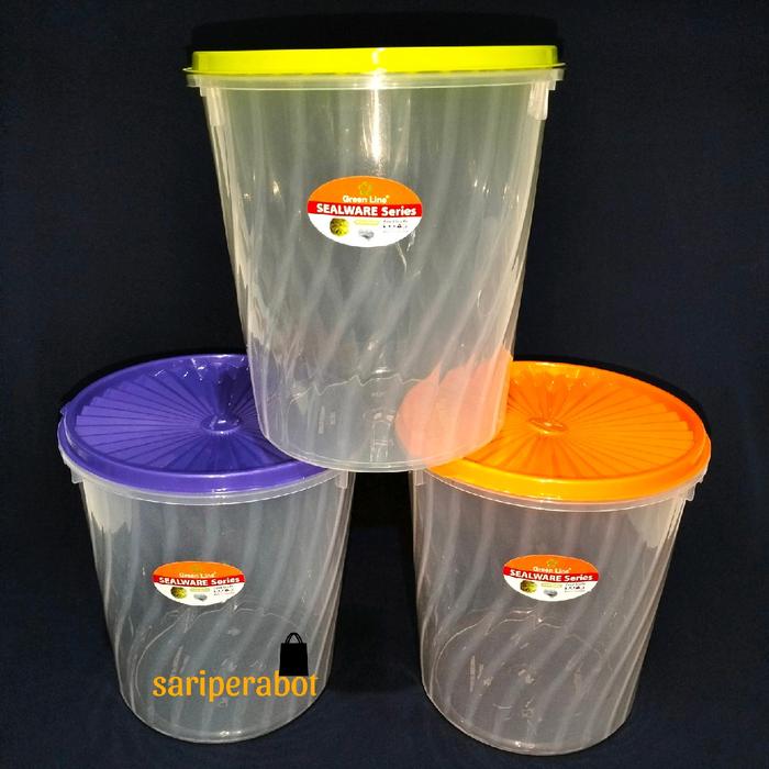 Gambar ( 3 pcs ) Toples 4 Liter Bening Transparant Motif Ulir Kedap Udara Greenline ART 4221 dari Sari Perabot undefined Tokopedia