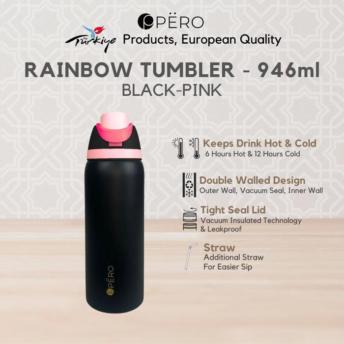 Gambar [Jordi Onsu READY STOCK] Pero Rainbow Tumbler 946 ml / Bottles Water / Botol Minum Tahan Panas dan Dingin 946 ml / Bottle Water - Black - Pink dari Pero Indonesia undefined Tokopedia