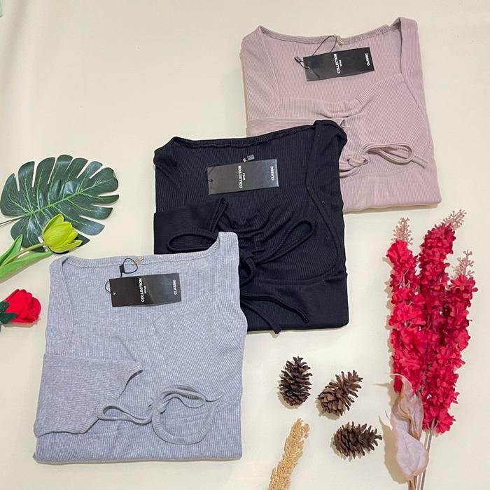 Gambar Jycollection01.POSY CROP TOP 3 pcs 100 k LENGAN PANJANG TALI SERUT DADA POLOS MURAH KOREA STYLE Atasan Rib Wanita Pendek Unik Kaos - Khaky,hitam,abu dari JYCollection01 undefined Tokopedia