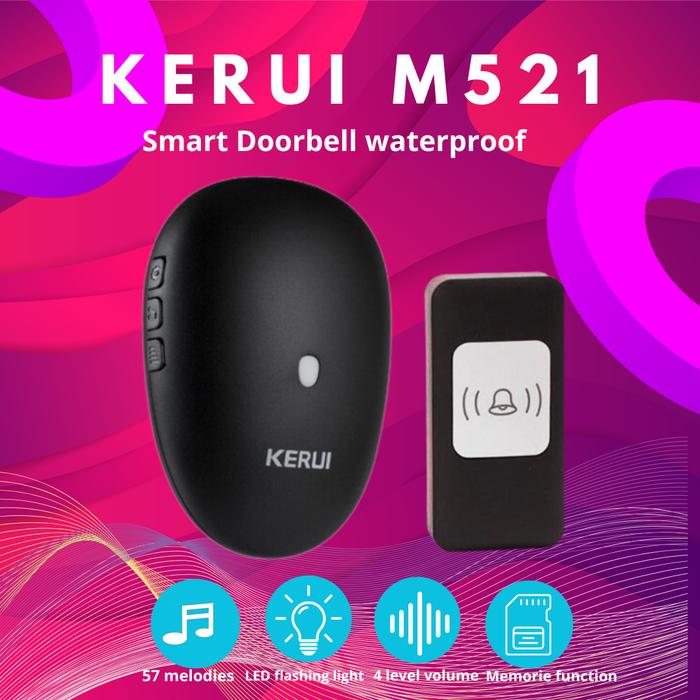 Gambar KERUI Bel Rumah Wirelles M521 Doorbell Multi Tone Bel Pintu Doorbell Tombol TZ80 -  1 Rec + 1 Tran, Hitam dari Asyam Weiseman undefined Tokopedia