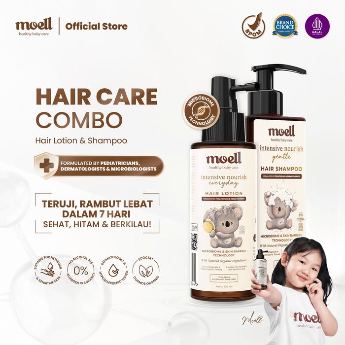 Gambar Moell Hair Care SALE! - Hair Lotion 100gr & Shampoo 185gr - Menumbuhkan & Melebatkan Rambut Bayi & Anak - Panax Ginseng,Kemiri, Biotin - Skincare Bayi - Perawatan Rambut Bayi dan Anak - SHAMPOO + HAIR LOTION dari MOELL OFFICIAL undefined Tokopedia