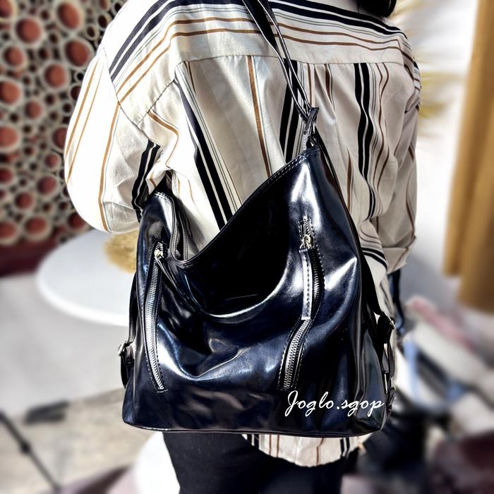 Gambar Selempang Wanita Jasmine  2 in 1 Sling & Ransel Tas Kuliah wanita / Tas Kerja Wanita Totebag - Hitam dari joglo.shop undefined Tokopedia
