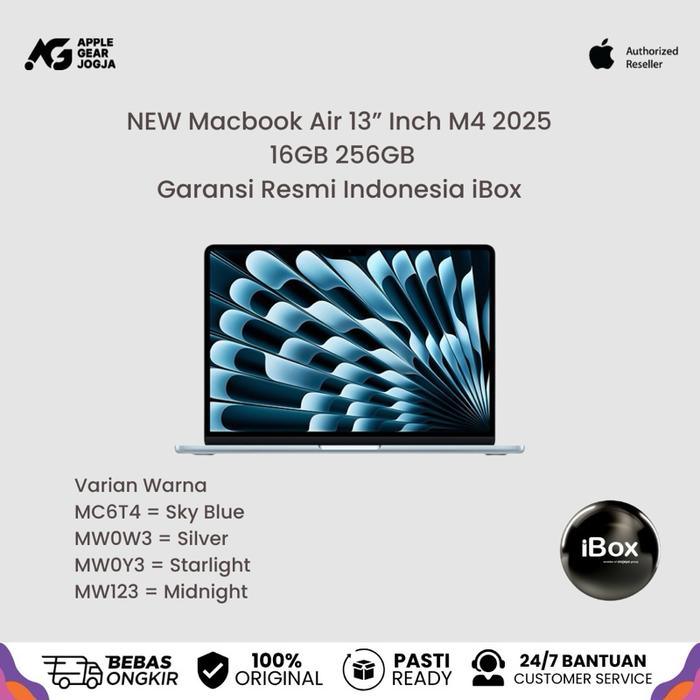Gambar (iBox) Apple New Macbook Air M4 13” Inch 2025 Garansi Resmi Indonesia - 16/256GB, Sky Blue dari APPLE GEAR JOGJA undefined Tokopedia