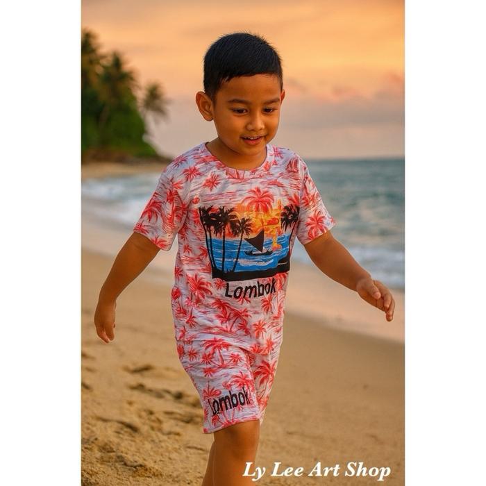 Gambar kaos Set anak pantai motif bintik - uk s dari Ly Lee Art Shop Lombok undefined Tokopedia