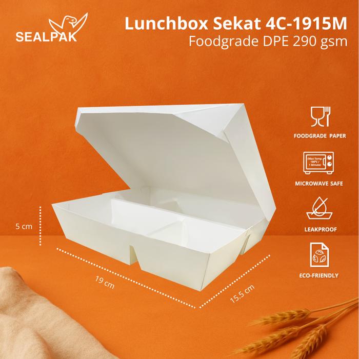 Gambar SEALPAK Lunchbox Kertas 4 Sekat & 5 Sekat Tebal Food Grade | ISI 25 Pcs | Ukuran M L | Polos - Sekat 4 M (Medium) dari SEALPAK Kota Administrasi Jakarta Pusat Tokopedia