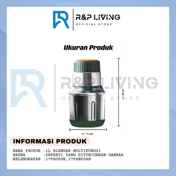 Gambar R&P [READY] 2L Blender Chopper Penggiling Daging Pisau Stainless Steel Yang Dapat Dilepas - 1L dari R&P LIVING.ID undefined Tokopedia