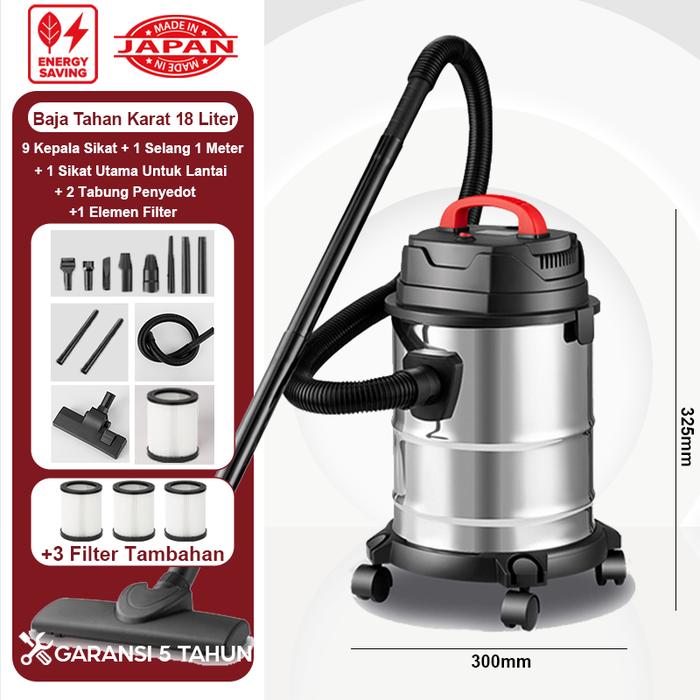 Gambar TIXX Penyedot Debu 3in1 Multifungsi Vacuum Cleaner 15 Liter Sedot Basah Kering Vacum Blower Wet Dry Penyedot Debu - Alat Pembersih yang Praktis dan Efisien untuk Kebutuhan Rumah Tangga Anda Vacum  Cleaner Merah Stainless - 18L-Besi tahan karat+filter×4 dari Tixx official ID undefined Tokopedia