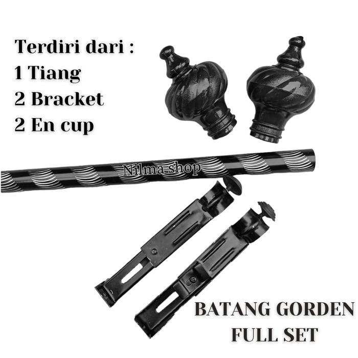 Gambar Batang gorden full set komplit - black, 100cm dari Nilma shop undefined Tokopedia