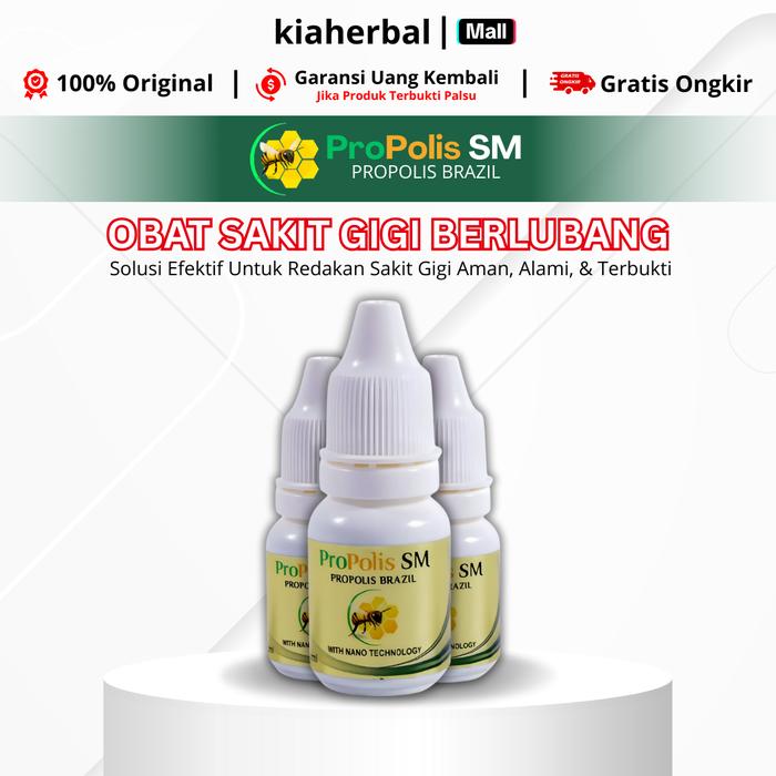 Gambar Propolis SM Obat Sakit Gigi Berlubang, Menghilangkan Ulat Gigi  Perontok Karang Gigi, Pembersih Gigi Kuning, Perontok Akar Gigi, Atasi Bau Mulut Gusi Bengkak dari kiaherbal undefined Tokopedia