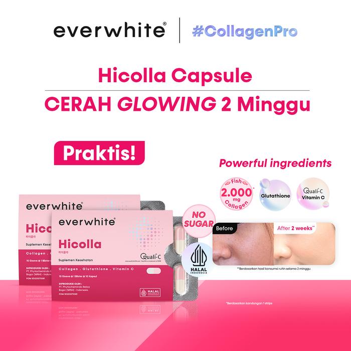 Gambar Everwhite Hicolla Capsule (1 Box isi 10 Strips) Minuman Kolagen Pencerah Kulit - Collagen Drink - Twinpack Capsul dari Everwhite.id undefined Tokopedia