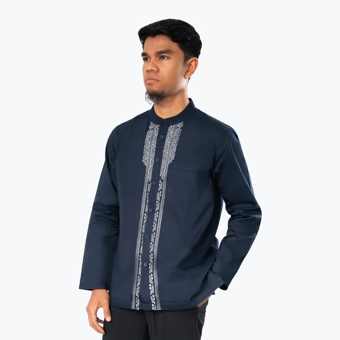 Gambar Broodis Atasan Kemeja Pria Dewasa Koko Ajman Putih Panjang Seriess Baju Muslim Tangan Panjang - Dibba Navy, M dari Broodis undefined Tokopedia