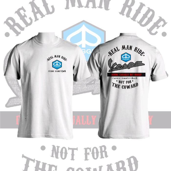 Gambar Baju Kaos "Real Man Ride Vespa"||kaos Distro Pria Cotton Combed 30s Keren - Putih, XL dari riefscoot22 undefined Tokopedia