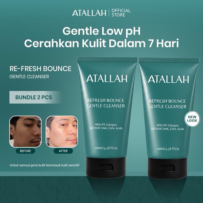 Gambar [New Formulasi] ATALLAH Re Fresh Bounce Gentle Cleanser 100ML 2Pcs | Sabun Cuci Muka Pria | Untuk  Mencerahkan Wajah | Acne Face Wash | Mengangkat Kulit yang Berminyak Facial Wash Perawatan wajah Berjerawat dan Hitam - -, - dari ATALLAH undefined Tokopedia