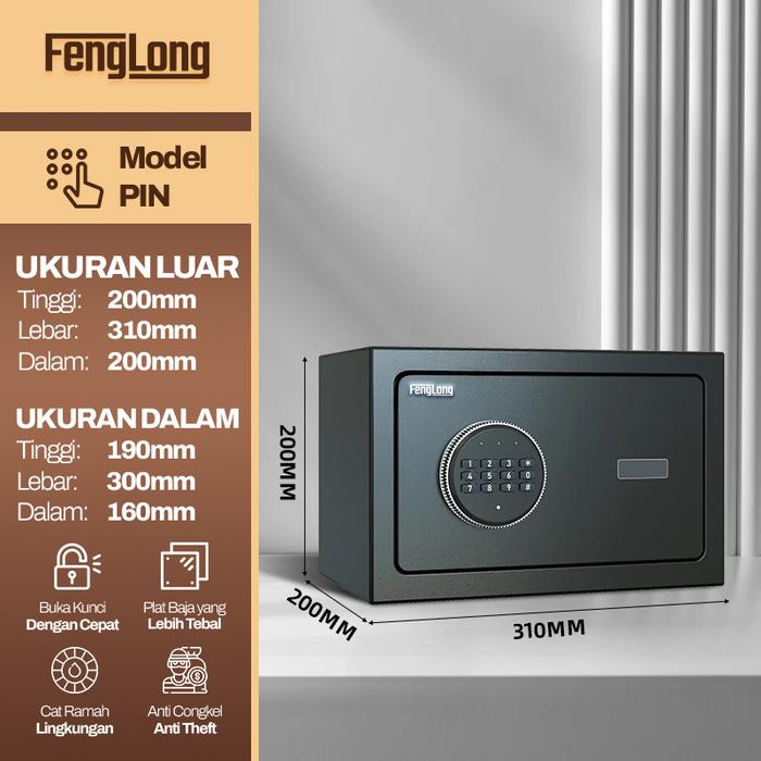 Gambar [TERMURAH] Brankas Digital Ukuran 20cm Besi Tebal Anti Maling PIN dan Fingerprint Sidik Jari Password Tempat Penyimpanan Uang dan Emas Perhiasan Safety - Black PIN dari FENGLONG Kota Administrasi Jakarta Barat Tokopedia