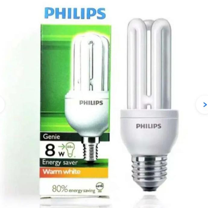 Gambar Philips Lampu Bohlam Genie 8 Watt Kuning 3000K Hemat Energi Fitting E27 Warm White Hemat Energi - Nyala kuning 3000k dari SS.LAMPU.DEKOR undefined Tokopedia