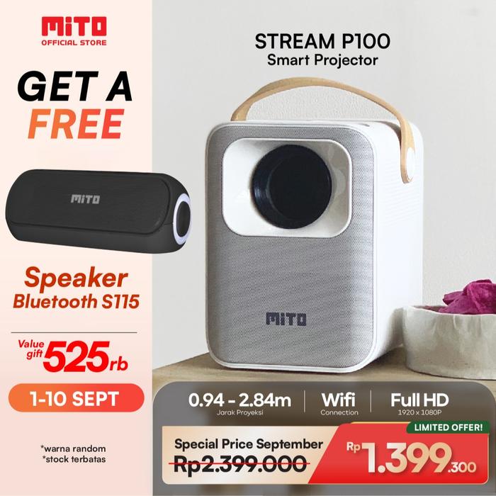 Gambar MITO Smart Proyektor Stream P100 Original - P100 + SPEAKER S115 dari MITO Electronics undefined Tokopedia