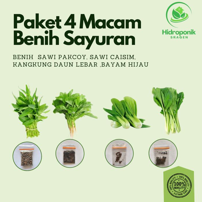 Gambar Paket Bibit Sayuran 4 Macam Benih Sayuran Hidroponik 30 Hari Panen Bayam Kangkung Sawi Pakcoy  kemasan ekonomis Hijau Tanaman dari Hidroponik sragen_NEW undefined Tokopedia