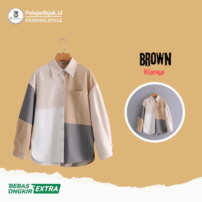 Gambar Blouse Wanita Polos Kekinian AGATA – Atasan Cewek Terbaru Model Korea Elegan & Modis - Brown, M dari Pelajarbijak undefined Tokopedia