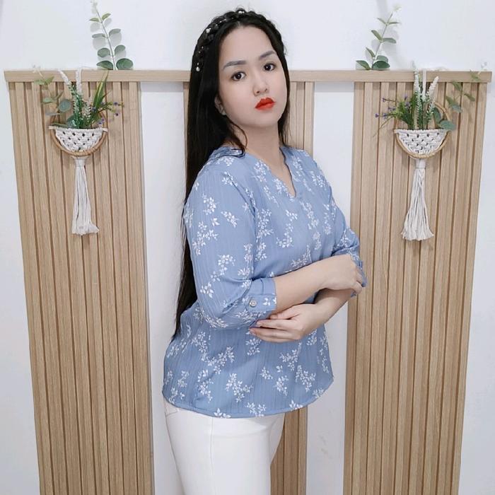 Gambar JJJ LYN - Blouse Luna Atasan Wanita Motif Cantik Atasan Kerja Atasan Kasual - Biru, XXXL - LD 120cm dari JJJ LYN undefined Tokopedia
