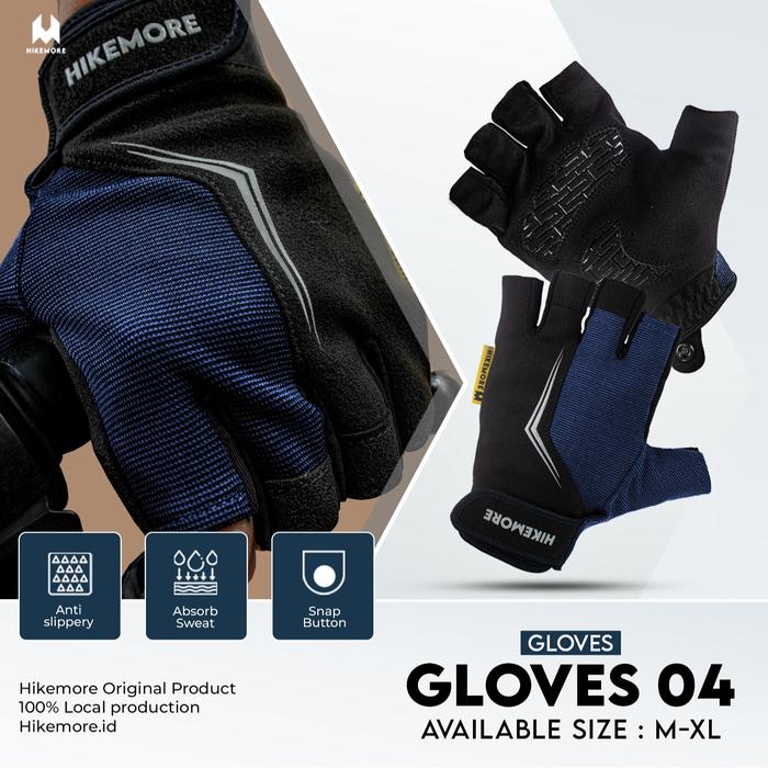 Gambar Sarung Tangan Pria Wanita Motor Hikemore Gloves 04 Riding - Black Navy, M dari Hikemore undefined Tokopedia
