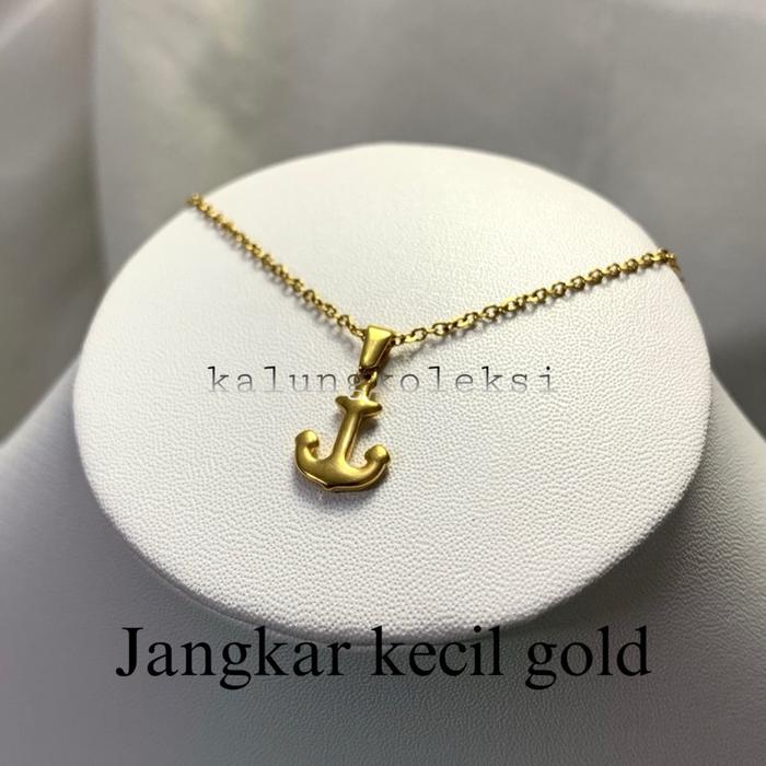 Gambar Kalung Jangkar Titanium Asli Pria/Wanita Elegan Liontin Tahan Karat - Jangkar kecil gold, 45cm dari kalung koleksi undefined Tokopedia