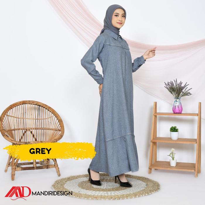 Gambar Gamis Malika Dress Gamis Busana Muslim Perempuan Wanita Dewasa Bahan Kain Katun Madinah Premium - GREY, M dari Mandiridesign undefined Tokopedia