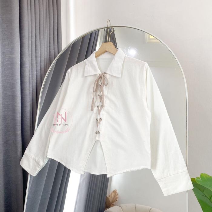 Gambar Rivana Kemeja Tali Linen Angel - Rivana Broken White dari HN.STORE ID undefined 4 Tokopedia