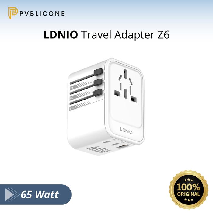 Gambar LDNIO Charger Adapter Z6 All In One 65W GaN Technology Fast Charging dari PVBLIC ONE undefined Tokopedia