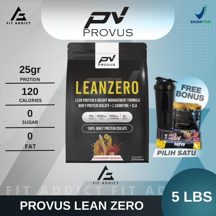 Gambar PROVUS LEAN ZERO 5 LB LBS 5LB 5LBS 100% WHEY PROTEIN ISOLATE LEANZERO - STROBERI BANANA, TANPA BONUS dari Fit Addict undefined Tokopedia
