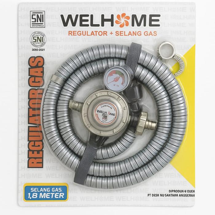 Gambar SELANG DAN REGULATOR WELHOME SELANG HAS 1.8 METER SELLANG ANTI KARAT DAN AWET dari Putra TRB Elektronik undefined Tokopedia