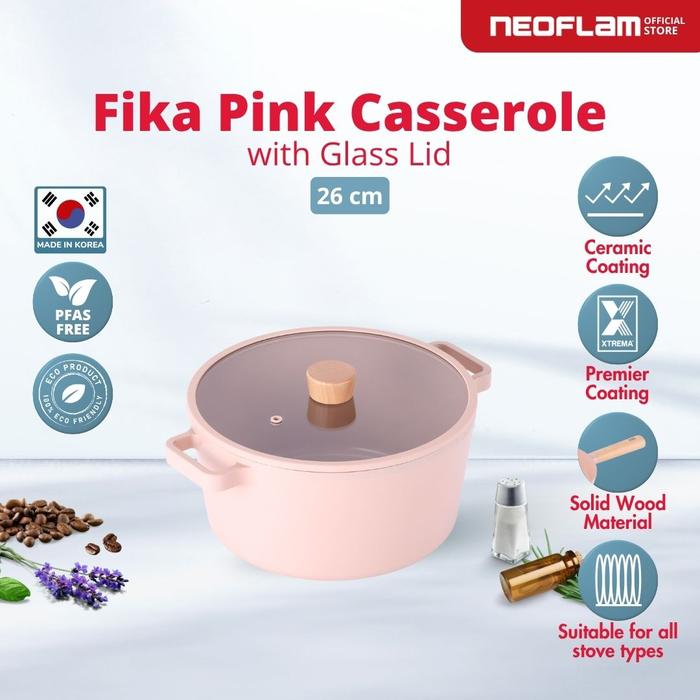 Gambar Neoflam Fika Pink - Panci Wajan Teflon Set Anti Gores & Ceramic Coating - Casserole 26cm dari Neohaus Indonesia undefined Tokopedia