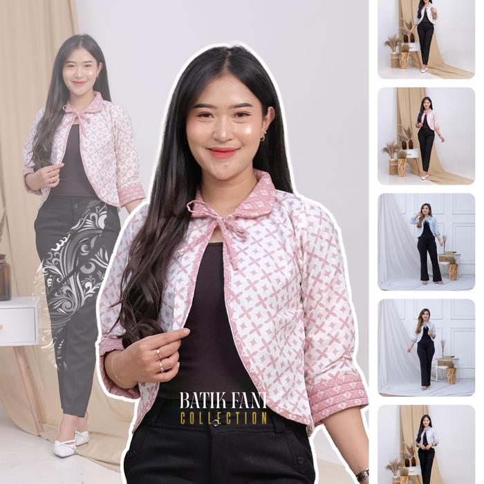 Gambar Bonita Outer Batik Wanita / Cardigan Modern Istimewa 2024 Crop Kantor Atasan Blazer Formal Cassual Terlaris - pink dari Batik Fani Collection undefined Tokopedia