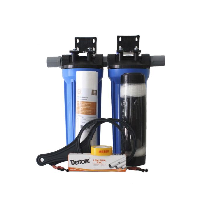 Gambar Paket Filter Air 10" Premium 2 Tahap SI / Filter Air PDAM / Keruh - Nanotec Blue, 1/2" dari Toko Filter Air KINNOYAMA undefined Tokopedia