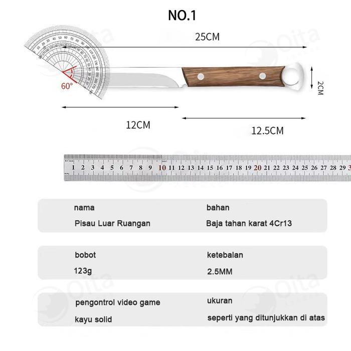 Gambar Chef Knife Pisau Daging Pisau Dapur Pisau Jepang Super Tajam Pisau Koki Pisau Buah dengan Gagang Kayu Kitchenware - NO.1(2.5mm) dari OITA ONLINE undefined Tokopedia