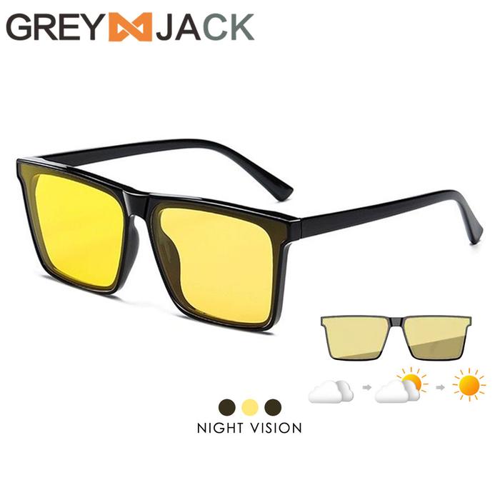 Gambar Grey Jack Kacamata Photocromic Night Vision Anti Silau Siang Malam Style Kotak Night Driving Terbaru Style Unisex 3662 - NIGHT VISION dari Grey Jack Eyewear undefined Tokopedia