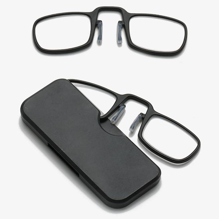 Gambar Portable Mini Clip Nose Bridge Reading Glasses Ultra Thin Reading Glasses 100-250 Presbyopic Glasses with Case - black, +100 dari Shibano undefined Tokopedia