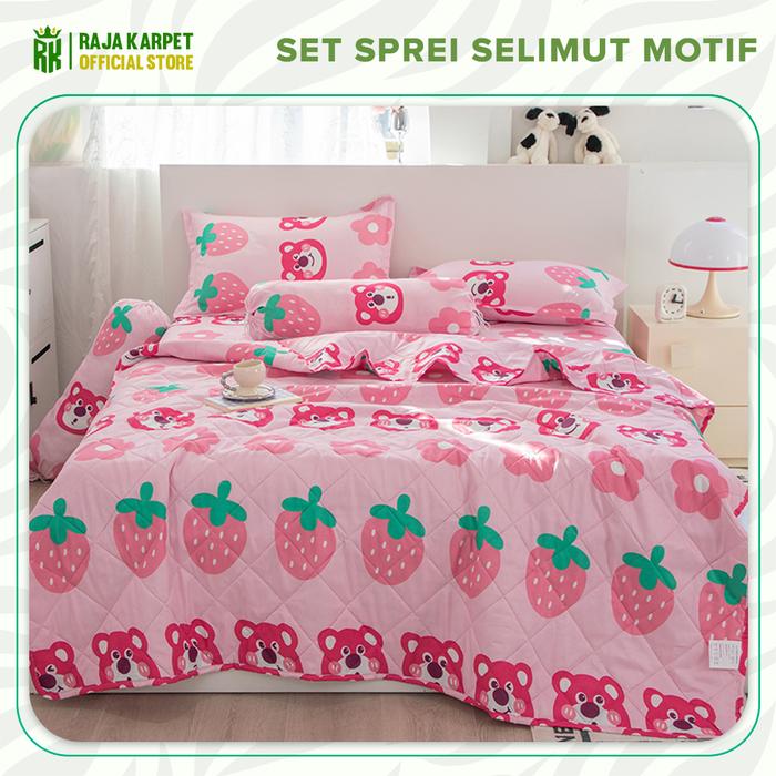 Gambar RAJA - Set Bedcover Sprei Sarung Bantal Guling Set Seprei Selimut Sarguntal Kain Microtex [201-230] Estetik Seprai - BSKTB206 , 120x200CM  dari Raja Karpet_NEW undefined Tokopedia